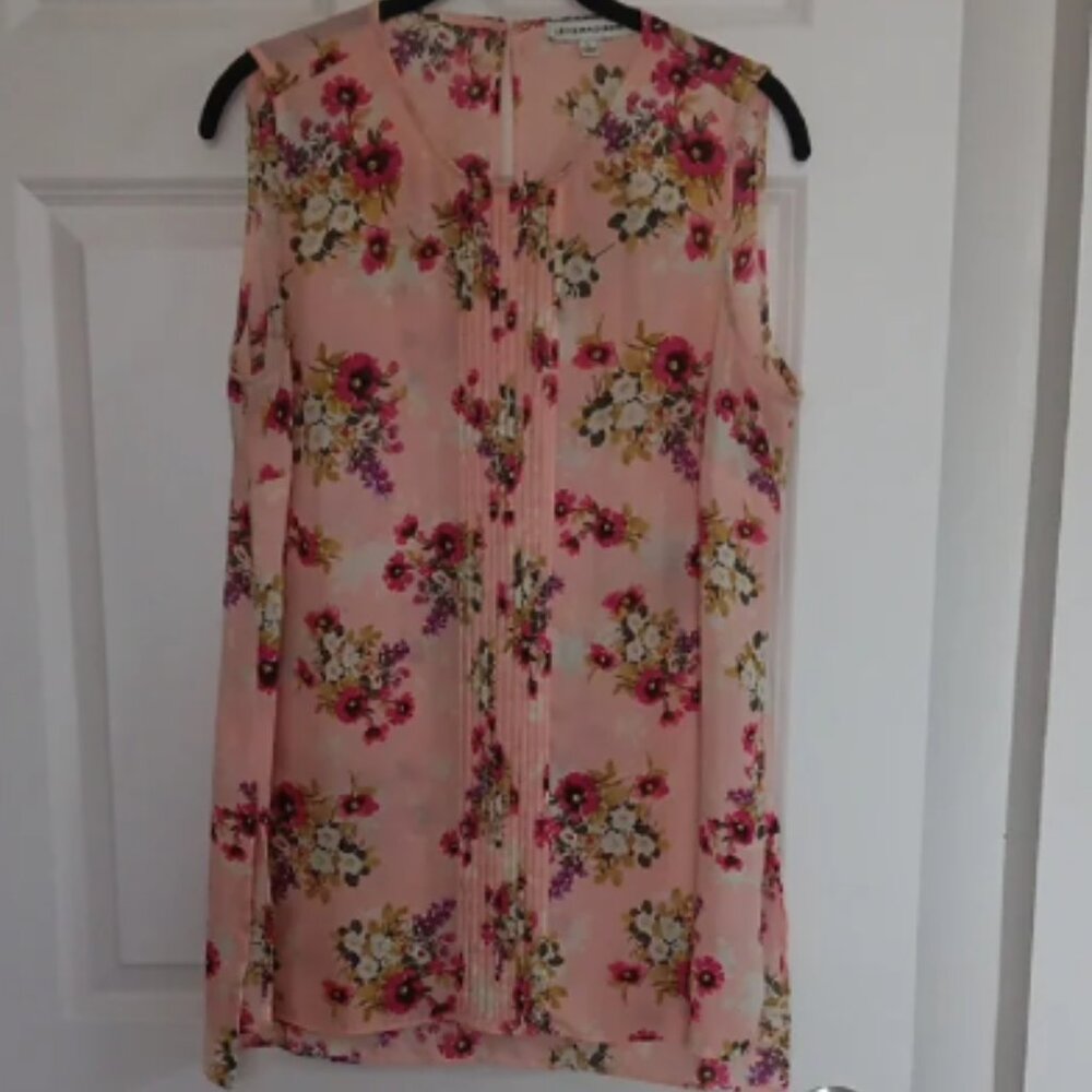 Lex & Madison Floral Polyester Sleeveless Top Large